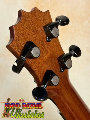 Guitar headstock with black tuning pegs on the exquisite KoAloha KSM-00 Soprano Ukulele
