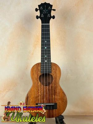 Wooden Soprano Ukulele with Dark Fretboard on Stand, Experience the Exquisite KoAloha KSM-00