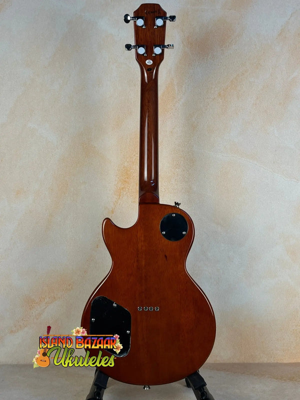 Brown electric guitar on stand for Flight Centurion GT Tenor Electric Ukulele at Island Bazaar