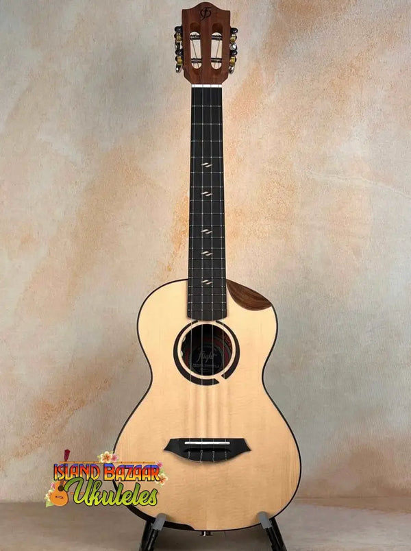 Natural wood Flight Victoria Tenor EQ-A Uke with cutaway design and gig bag