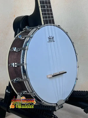 Gold Tone Concert-Scale Banjolele with open-back design and dark wooden rim
