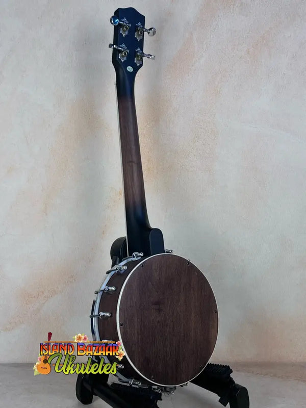 Wooden Gold Tone Tenor-Scale Banjolele with dark finish and metal hardware