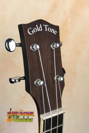 Gold Tone banjo headstock and chrome tuning pegs of Goldtone Concert Banjolele Maple