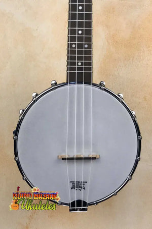 Goldtone Concert Banjolele with white head and black binding, maple rimmed design