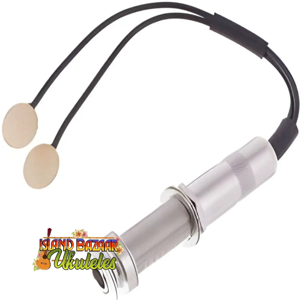 Metal audio adapter with beige earbuds for K&K Aloha Twin Double-Sensor Ukulele Pickup