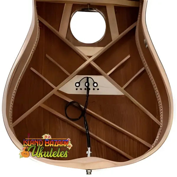 Wooden acoustic guitar back with sound hole reinforcement for K&K Pure Mini pickup