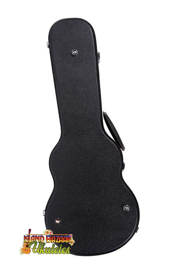 Black hardshell guitar case with latches for Kala Archtop Concert Ukulele, plush interior