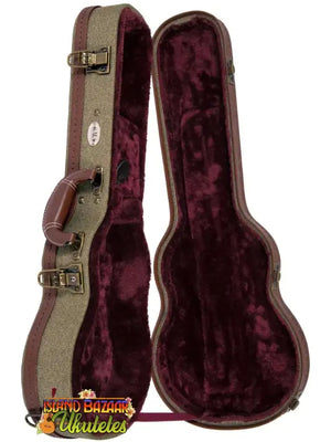 Hard-shell guitar case with burgundy velvet lining for Kala Archtop Concert Ukulele