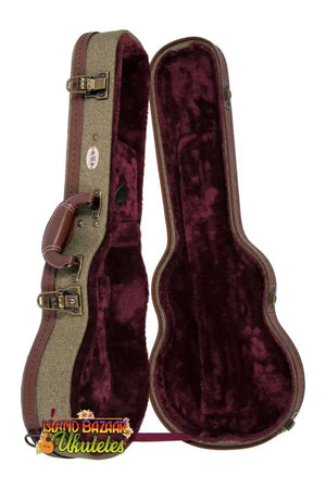 Hard-shell guitar case with burgundy velvet lining for Kala Archtop Concert Ukulele