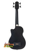 Black acoustic bass guitar back view of Kala Black Journeyman U-Bass with gig bag