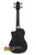 Black acoustic bass guitar back view of Kala Black Journeyman U-Bass with gig bag