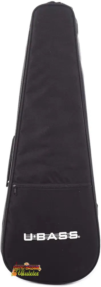 Black padded gig bag featuring U-BASS logo for Kala Black Journeyman U-BASS Ukulele