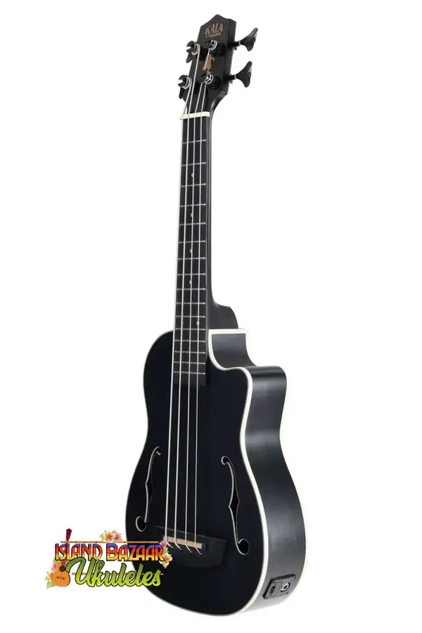 Black electric ukulele with four strings from Kala Black Journeyman U-BASS collection