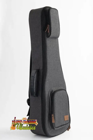 Grey padded Kala Deluxe Tenor Ukulele Case in Goat Rock Gray with shoulder straps