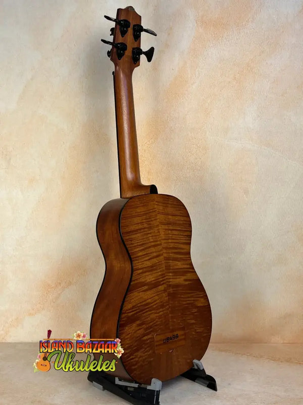 Wooden bass ukulele with figured maple back from Kala EM-FS Exotic Macawood Tenor Ukulele