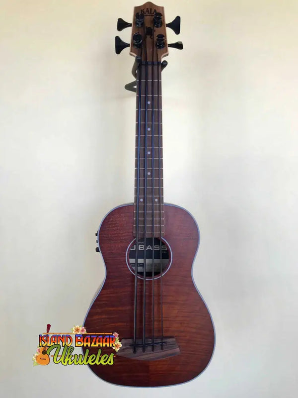 Bass Ukulele with dark reddish-brown finish in Kala EM-FS U-Bass Exotic Mahogany Acoustic-Electric