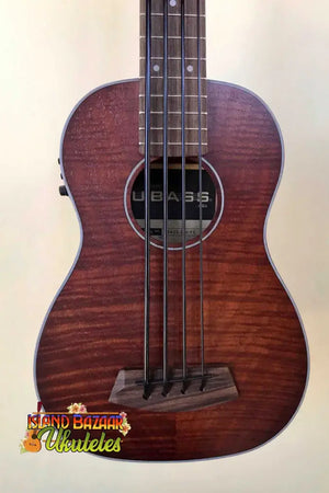 Kala EM-FS U-Bass with dark reddish-brown finish, a stunning exotic mahogany acoustic-electric