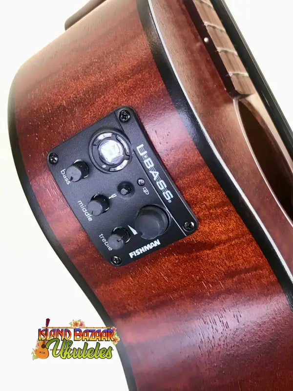 Electronic preamp control panel on Kala EM-FS U-Bass Exotic Mahogany Acoustic-Electric