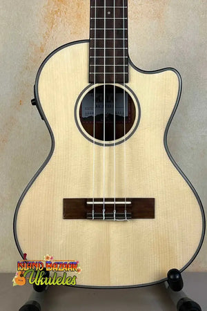 Light-colored Kala Gloss Spruce Cutaway Tenor Ukulele showcasing higher frets design