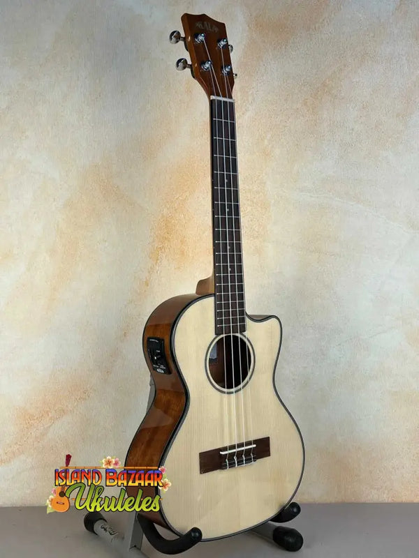 Kala Gloss Spruce Top Mahogany Back Cutaway Tenor Ukulele with natural wood finish