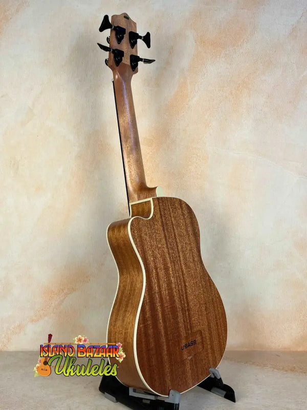 Wooden acoustic bass guitar with natural finish from Kala Journeyman U•BASS® with F-Holes