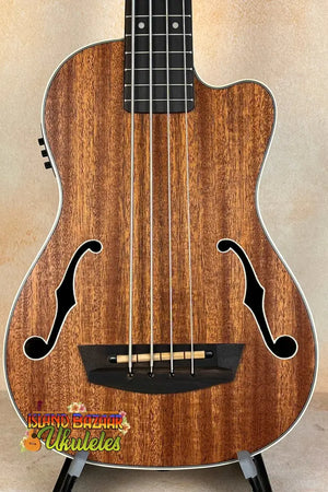 Acoustic-electric bass guitar with f-holes and mahogany finish, Kala Journeyman U•BASS®