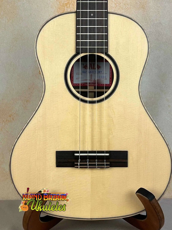 Natural wood Kala KA-ASZCT-ST Super Tenor Ukulele with black bridge and fretboard