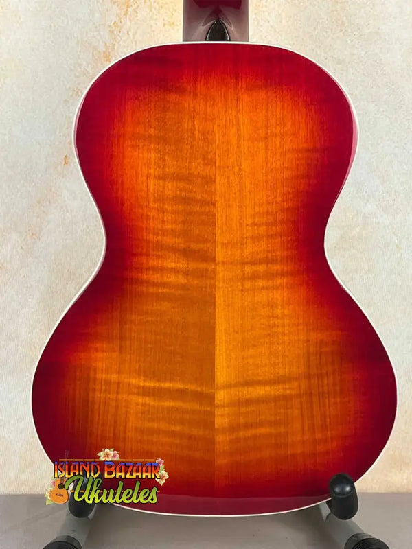 Kala KA-FMCB-T Gloss Flame Maple Cherry Burst Tenor Ukulele with wood grain patterns