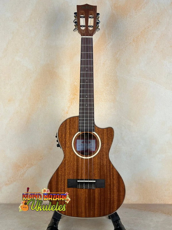 Wooden Kala KA-SMH-TG-CE Tenor Electric Ukulele in solid mahogany with cutaway design