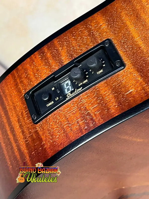 Electronic tuner display on a Kala Left-Handed U-Bass Exotic Mahogany Acoustic-Electric