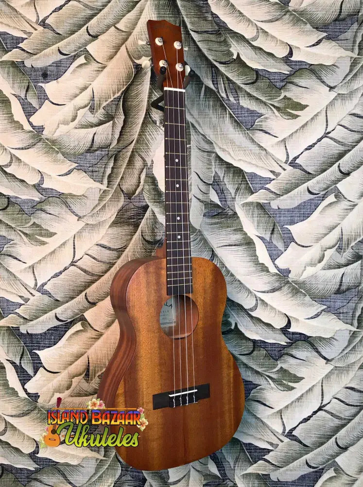 Wooden ukulele with dark fretboard and satin mahogany finish, Kala Makala MK-B Baritone