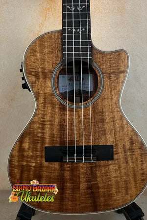 Kala SA-TE-C Tenor Electric Ukulele with figured koa wood and cutaway body design