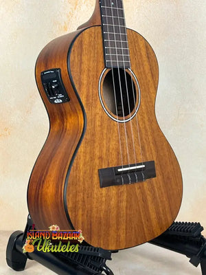 Kala Satin Hawaiian Koa Tenor Electric Ukulele with rich brown wood finish