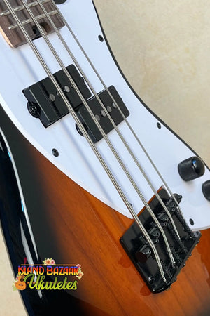 Electric bass guitar with sunburst finish in Kala Solid Body 4-String Tobacco Burst U•BASS