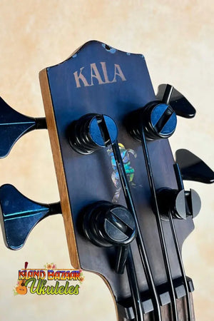 Black Kala bass guitar headstock with tuning pegs from Kala U-BASS® Ukulele Exotic Mahogany