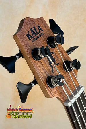 Kala Wanderer U-Bass headstock with black tuning pegs for acoustic-electric performance