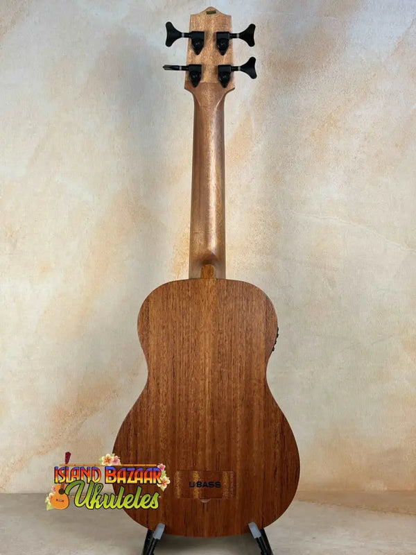 Wooden Kala Wanderer U-Bass Ukulele Acoustic-Electric with double-headed tuning peg design