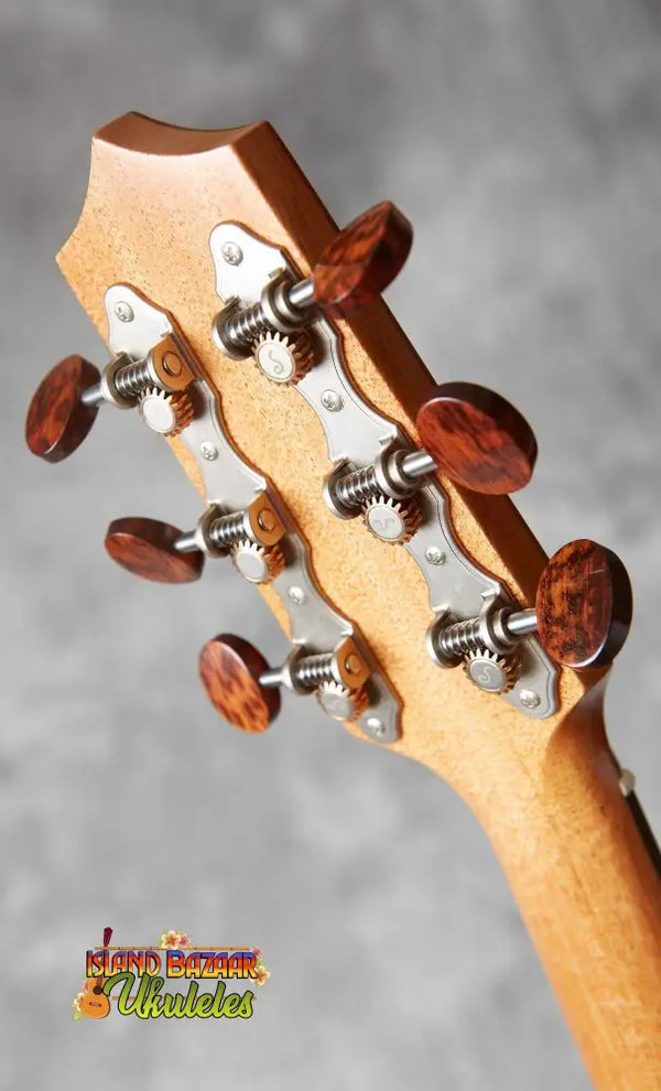 Guitar headstock with wooden tuning pegs from Kamaka HF-36 Tenor 6-String Ukulele