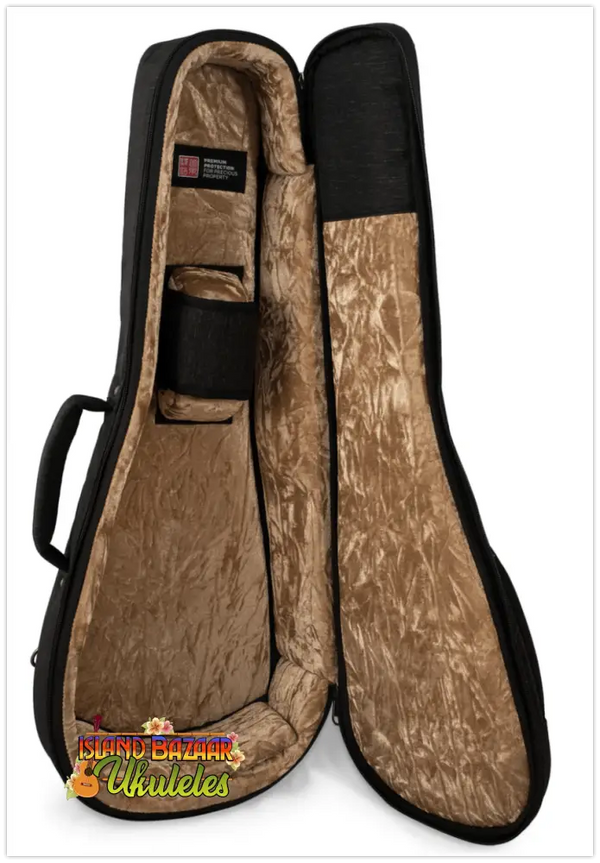 Black guitar case with gold velvet lining for Kanile’a Hawaiian Premium Tenor Ukulele