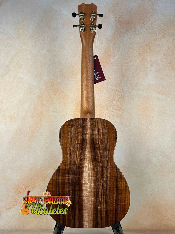 Wooden ukulele with premium curly koa grain from Kanile’a HNS-T-PREM Tenor at Island Bazaar