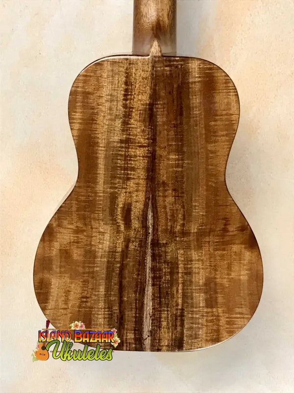 Kanile’a K-1 Deluxe Tenor Ukulele featuring stunning Hawaiian Koa wood grain at Island Bazaar