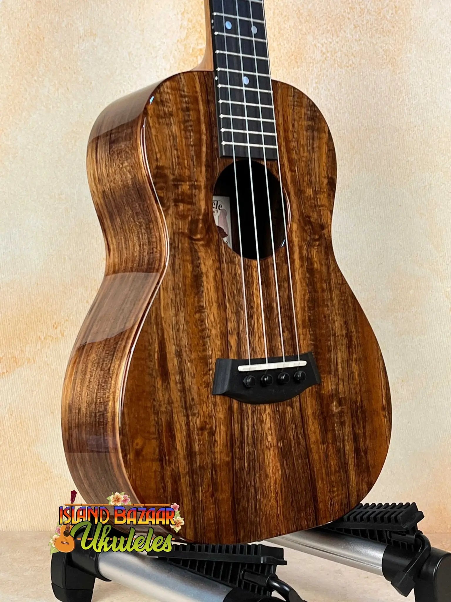 Beautiful Kanile’a K-1 Tenor Ukulele in Deluxe Koa Wood with dark grain patterns