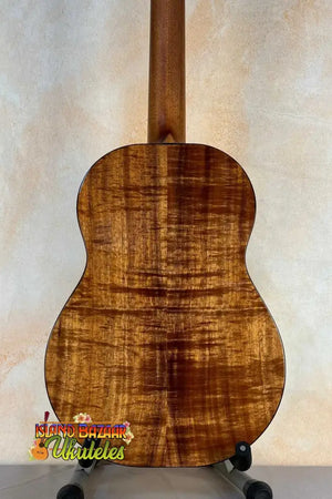 Kanile’a K-3 Baritone Ukulele with Curly Koa Body and Maple Rosette detail