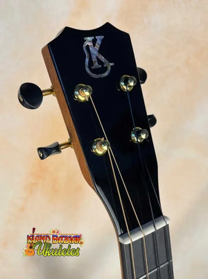 Guitar headstock with black finish and gold tuning pegs for Kanilea KPA-B Premium Baritone Ukulele