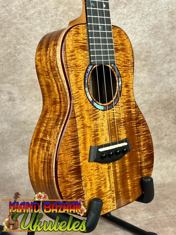Glossy Hawaiian koa Kanileʻa KPA-C Master Concert Ukulele with abalone rosette