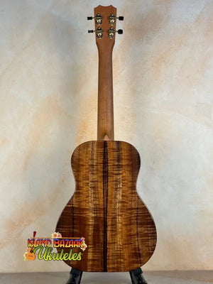 Acoustic guitar showcasing unique figured koa wood in Kanilea KPA Premium Koa Ukulele