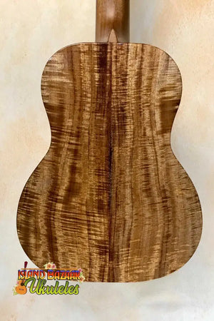 Acoustic guitar back of Kanilea KSR Premium Tenor Ukulele made from figured Koa wood