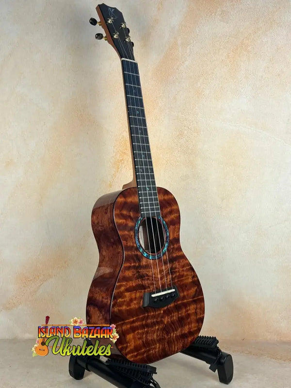 Beautiful Kanile’a KPA-T Master Koa Tenor Ukulele showcasing figured koa wood