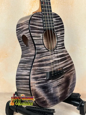 Black and gray patterned Kanile’a KPA Pro Tenor Ukulele with deluxe gig bag