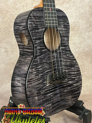 Black and gray patterned Kanileʻa Pōhaku T Pro Tenor Ukulele with solid maple finish